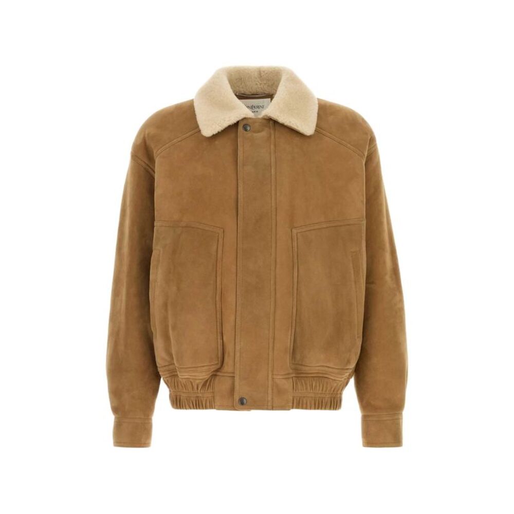 Saint Laurent Brown Jackets - Leather Jackets Men